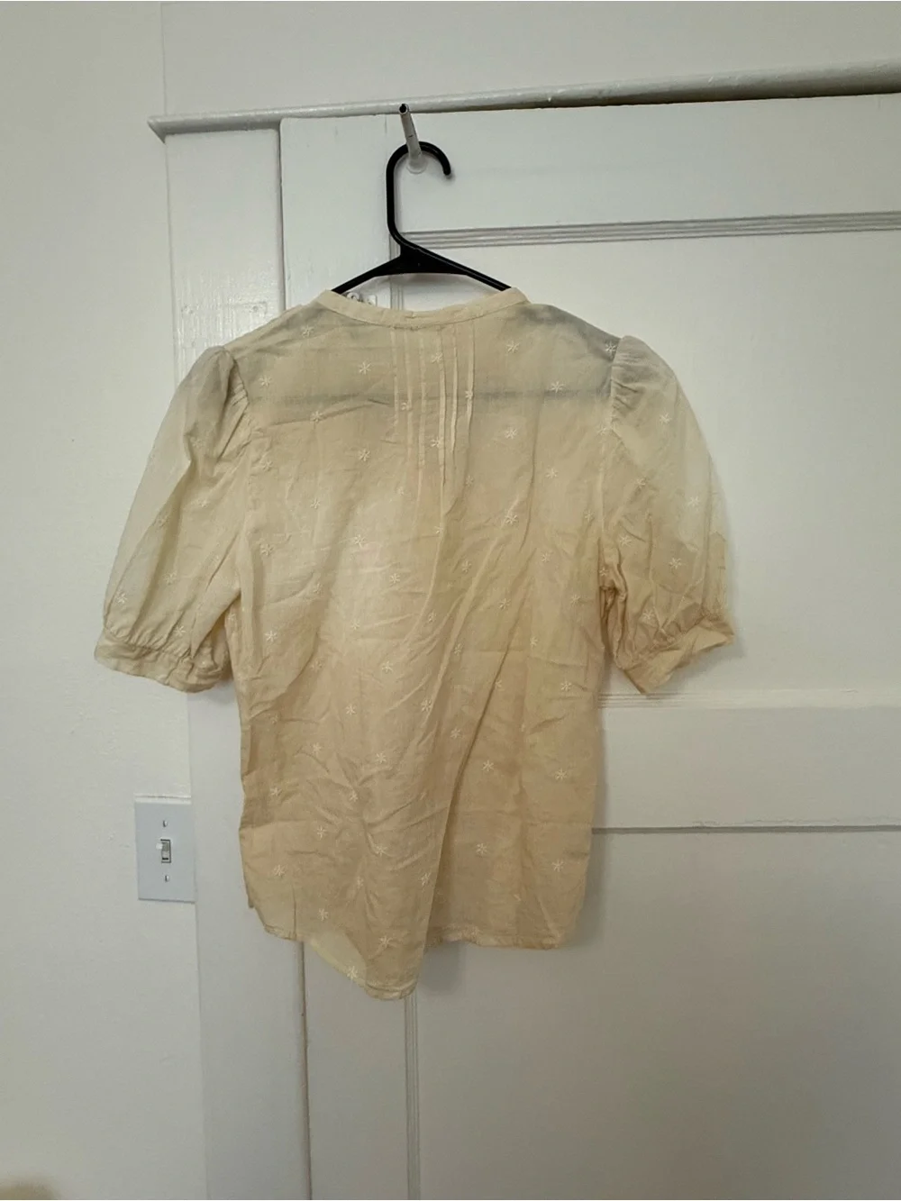 Boden Cream Ruffle-Front Short Sleeve Blouse